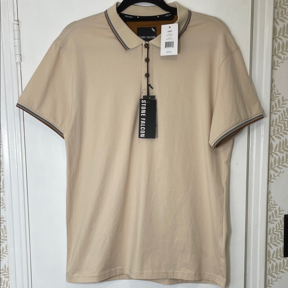 Stone Falcon Tan Polo Shirt for Men Size Large